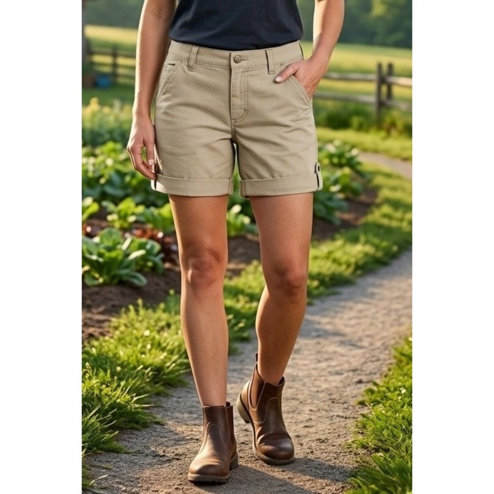 Carhartt Original‎ Fit Smithville Shorts Women's 18 Tan Rolled Hem Cotton NWT